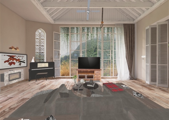 plaid living room- Design Rendering