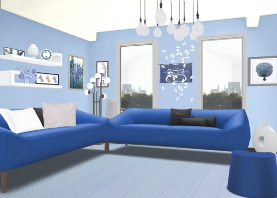 soggiorno azzurro  Design Rendering