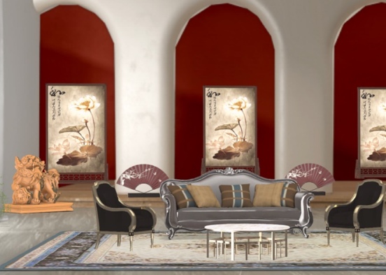 oriental style lounge  Design Rendering