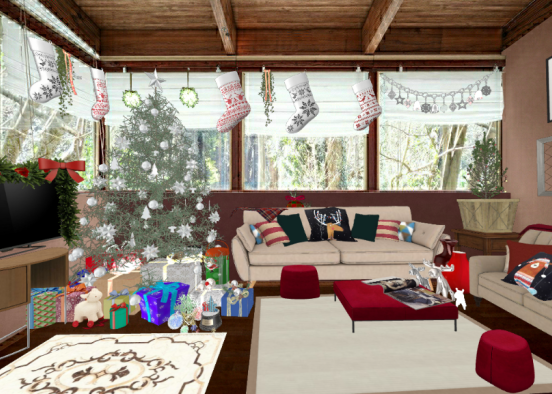 my first attempt at a Christmas living room  Design Rendering