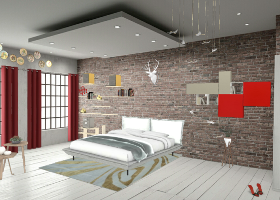 Cozy bedroom for new couple Design Rendering