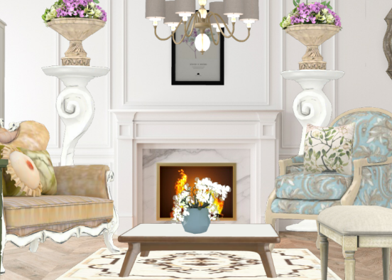 Pastel Living Room Design Rendering
