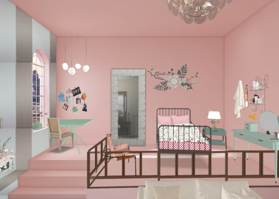Tricolor teen bedroom Design Rendering