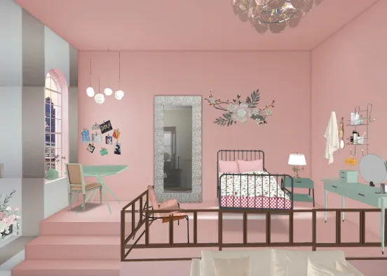 Tricolor teen bedroom Design Rendering