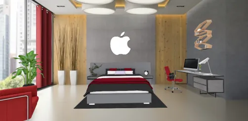chambre rouge sur font gris 