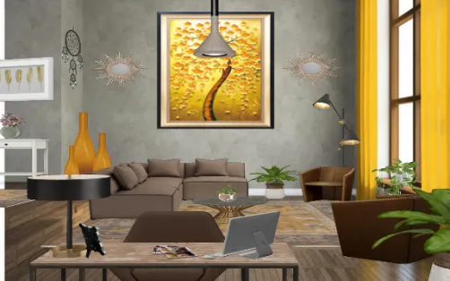 Brown and gold living room