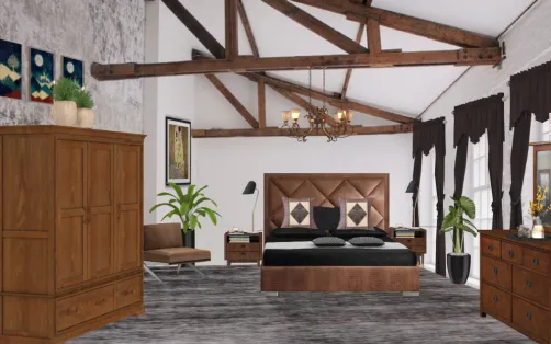 Brown and black bed room