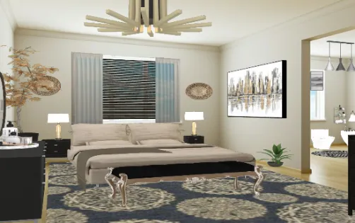 Master bedroom and bathroom