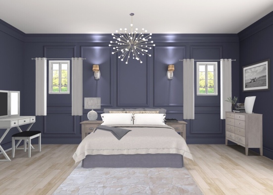 Elegant Purple Bedroom Design Rendering