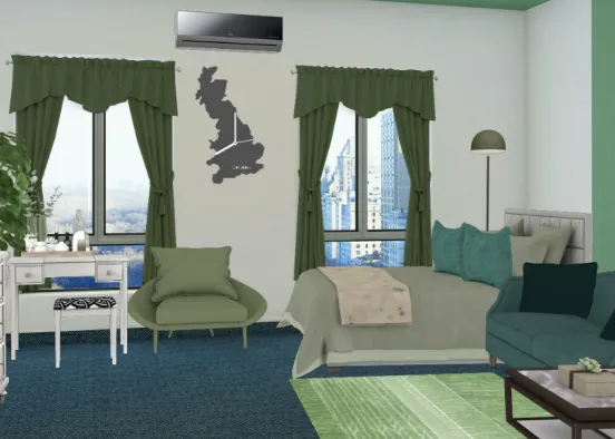 Room Apartement with green  Design Rendering