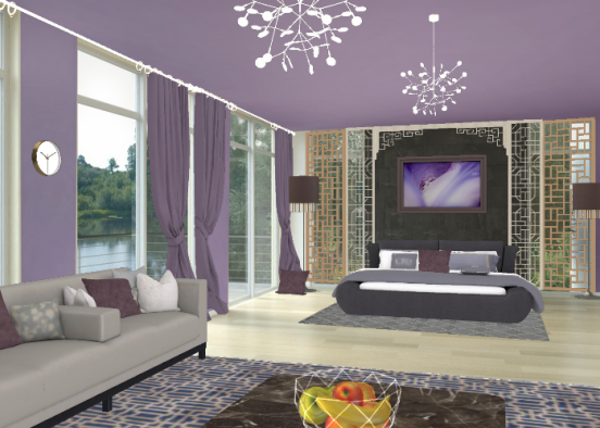 Purple studio aprtment  Design Rendering