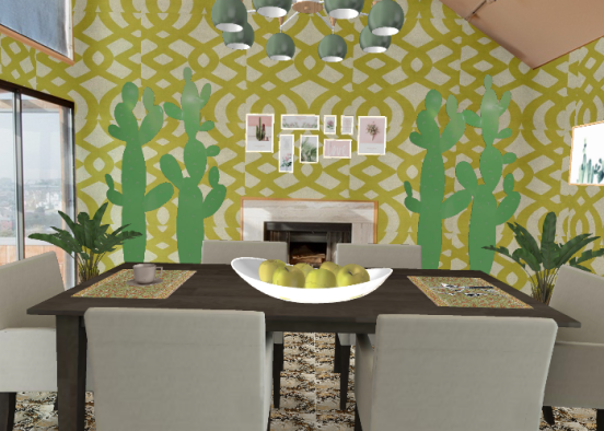 Green dining room  Design Rendering