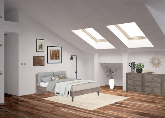 Minimal Loft Bedroom Design Rendering