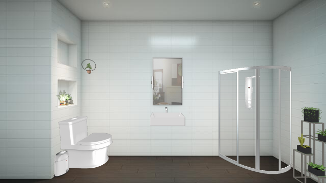 Minimalist bathroom that includes plants Design Rendering