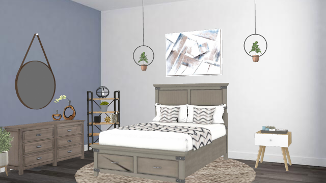 Wood and theme bedroom Design Rendering