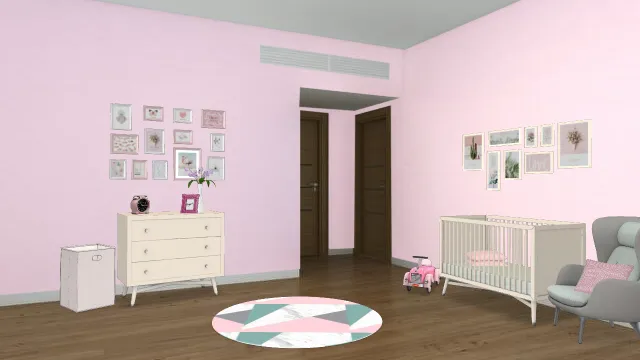 Minimal pink girls nursery👶🍼 Design Rendering