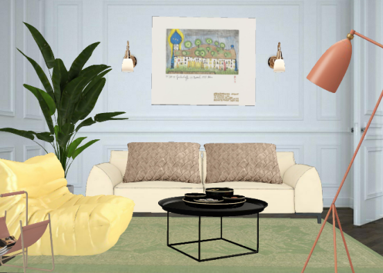 Living room pastel colors Design Rendering