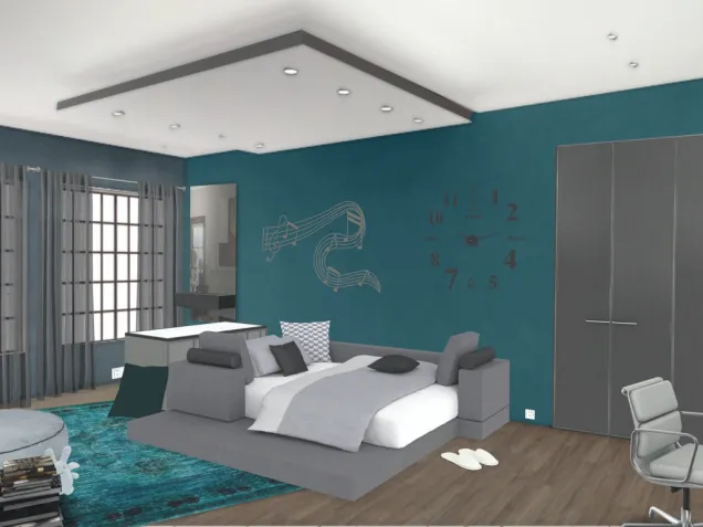 Turquoise & Grey Bedroom
