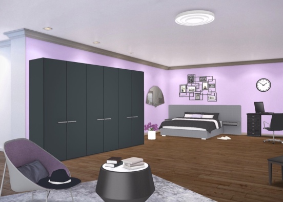 Lavender & Grey bedroom Design Rendering