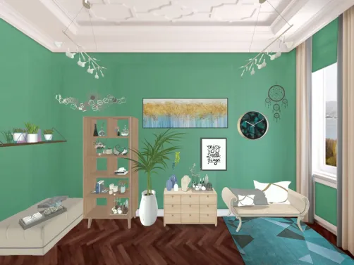 Blue and green trinket sitting room