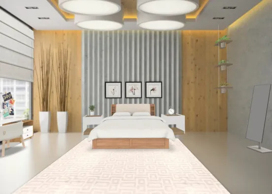 another cute bedroom! this one includes modernness, pink and wood on the model! I love it! Design Rendering