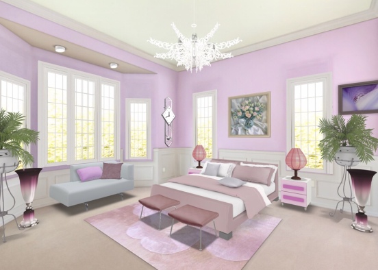 Neat and simple purple bedroom Design Rendering