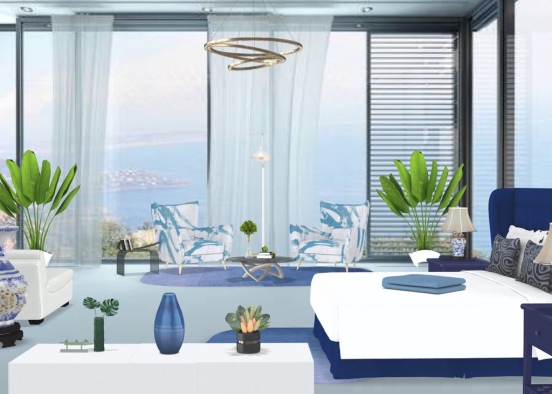 Hotel by the sea bedroom. Design Rendering