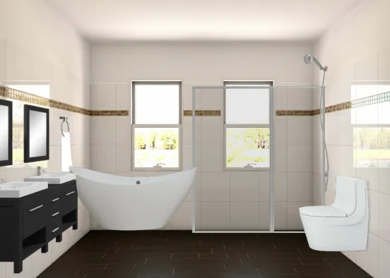 Half modern bathroom Design Rendering