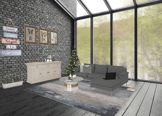 warm living room  Design Rendering