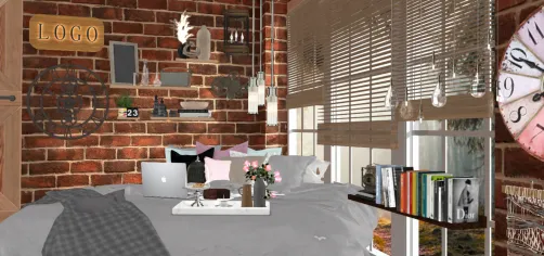 Colorful&Industrial bedroom