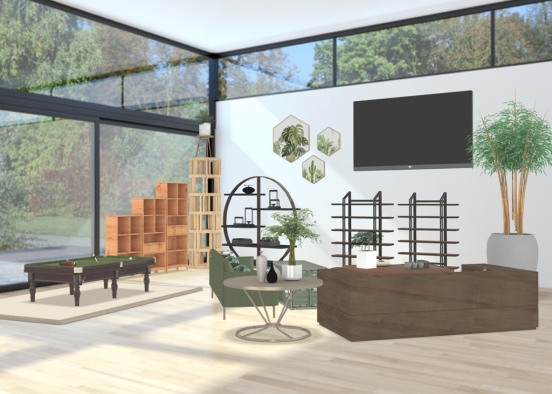 Going Green Living Room Design Rendering