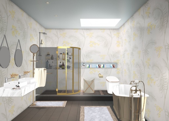 Modern Bathroom with hints of rustic Design Rendering