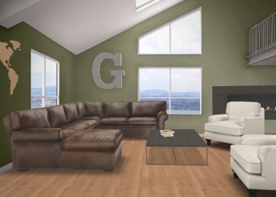 cabin living room Design Rendering