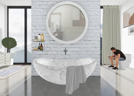 white modern bathroom Design Rendering
