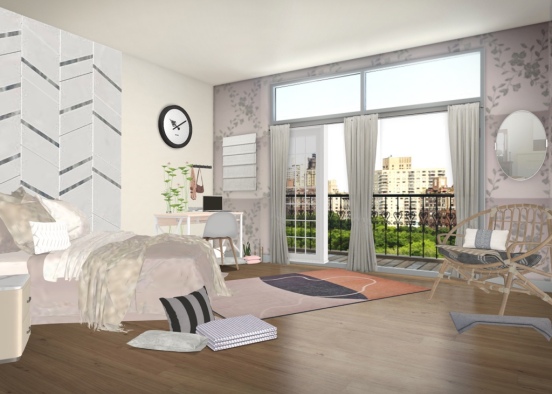 Aesthetic bedroom Design Rendering