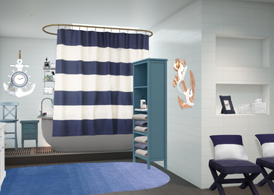 Navy bathroom  Design Rendering