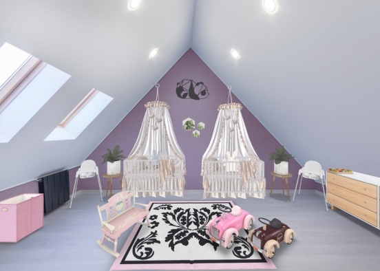 twins room when baby's  Design Rendering
