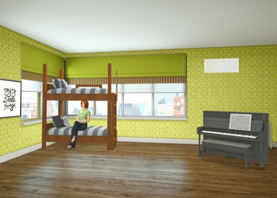 cool bedroom for all kids that love music Design Rendering