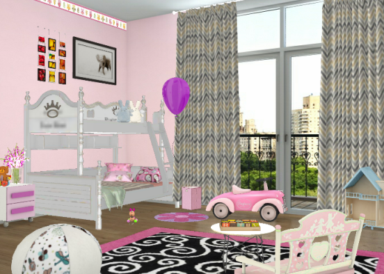 Pink kids room Design Rendering