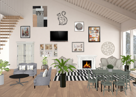 Living and dining space  Design Rendering