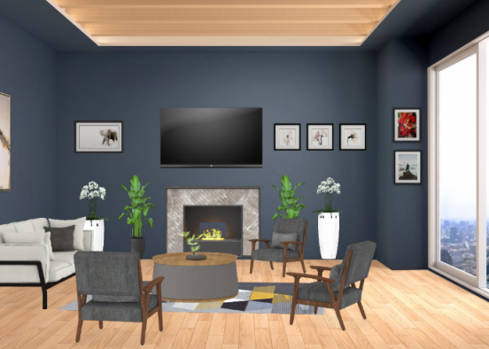 Dark living room Design Rendering