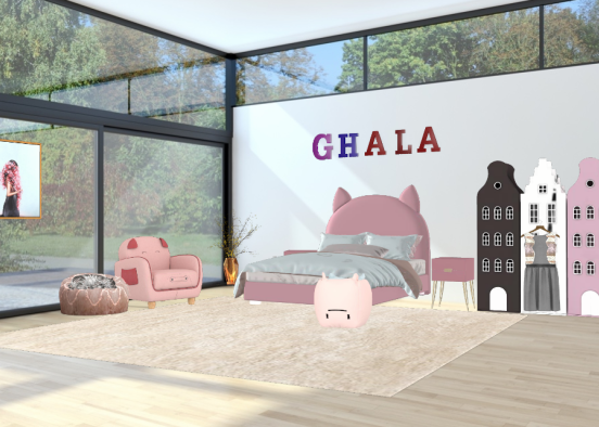 Pink kids bedroom  Design Rendering