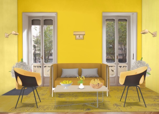 My Yellow sitting room before backyard  Design Rendering