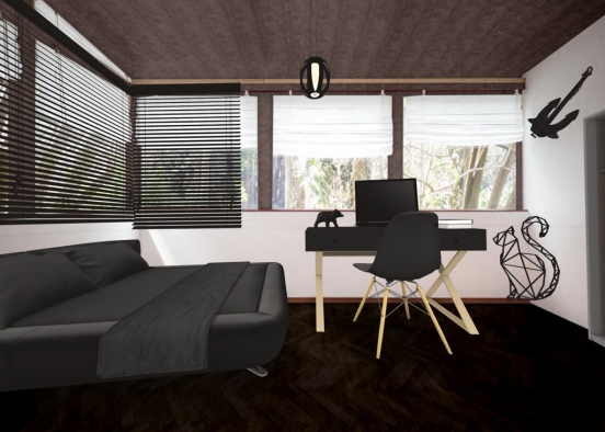 Black - Theme Bedroom Design Rendering