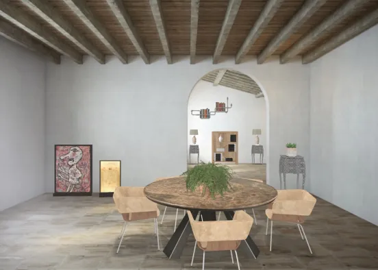 minimalistic dining room Design Rendering