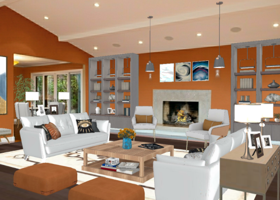 Rust Living Room Design Rendering