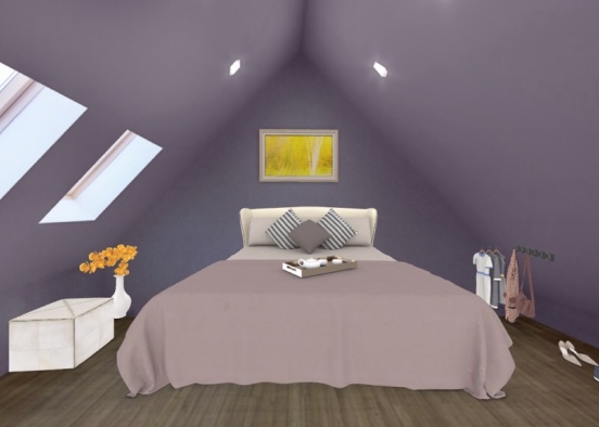 #bedroom#purple Design Rendering