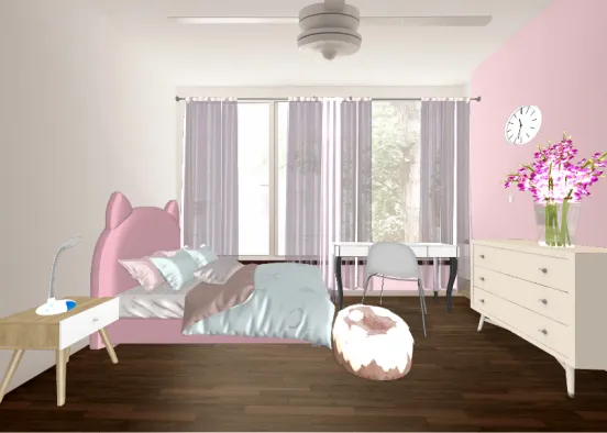 Dziewczęcy, uroczy pokój, dla małej księżniczki Design Rendering