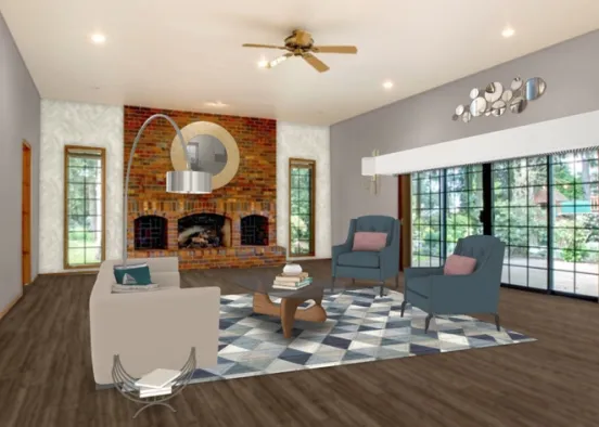 modern rustic living room Design Rendering