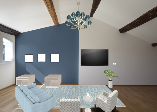 beach house living room Design Rendering